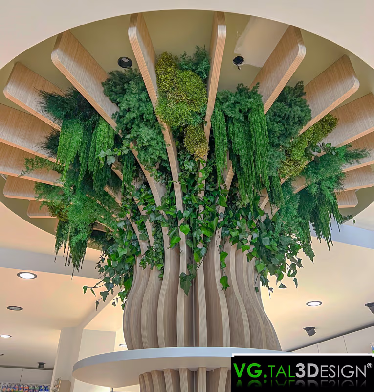 Main view of Suspended Botanical Decor in Marseille, maintenance-free preserved green wall