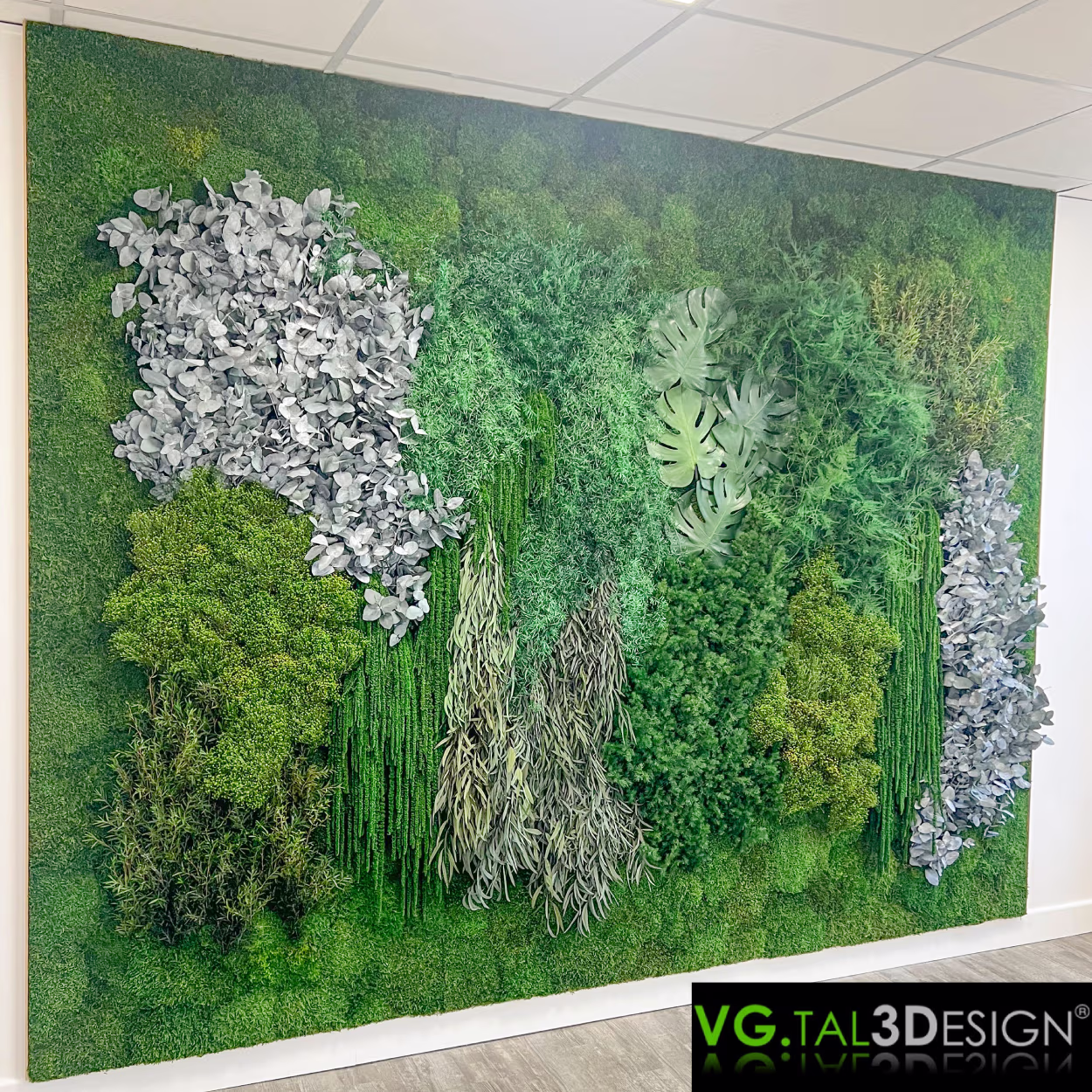 Vista principal de Fresco de Apartamento en Paris, muro vegetal estabilizado sin mantenimiento
