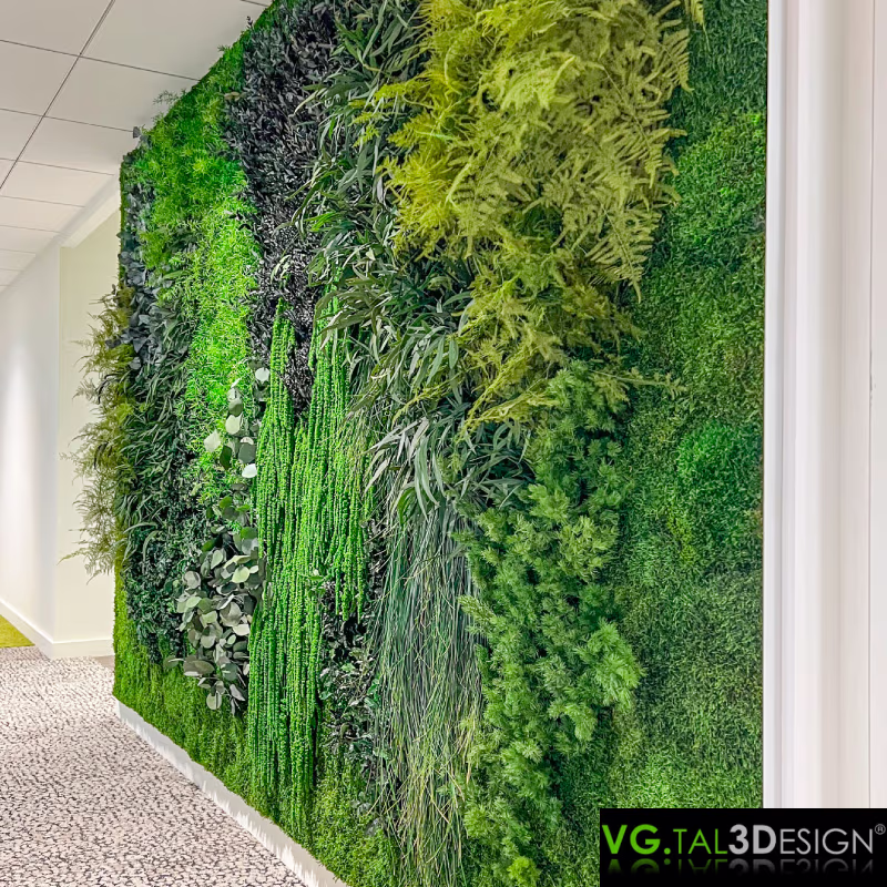 Main view of Office Botanical Mural in Lille, maintenance-free preserved green wall