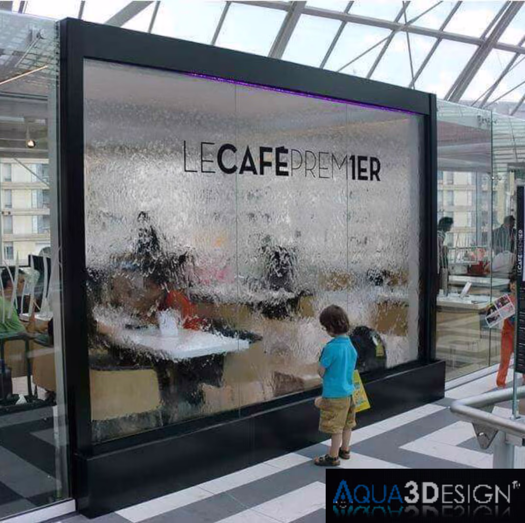 Main view of Double-Sided Water Wall in Paris, decorative water wall