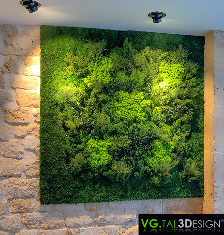 Main view of Green Wall and Ceiling in Paris, maintenance-free preserved green wall