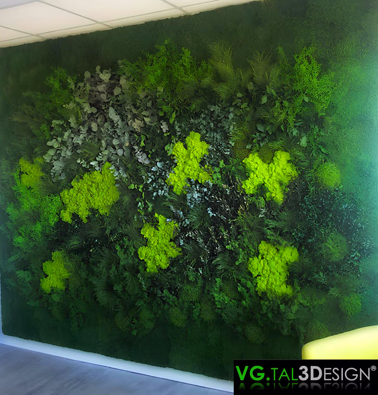 Vista principal de Parede vegetal escritório em Bordeaux, parede vegetal preservada sem manutenção