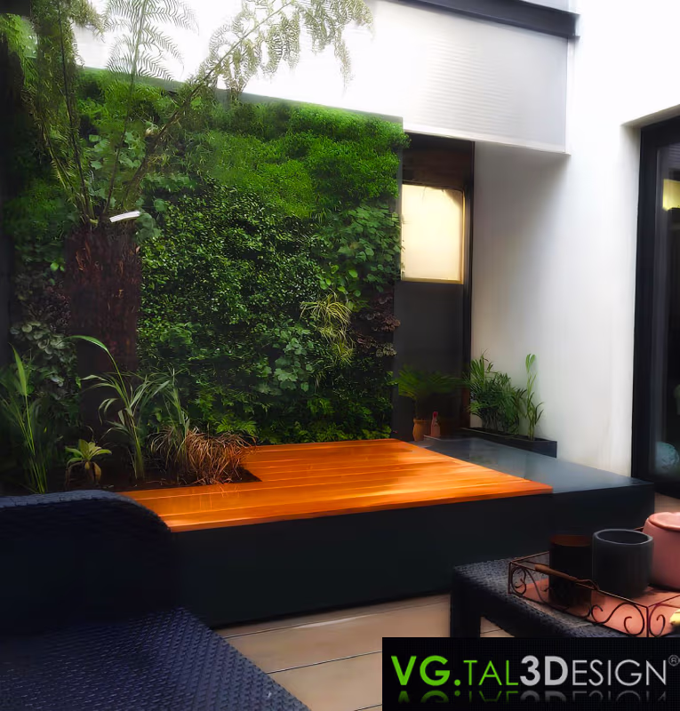 Vista principal de Muro Exterior de Loft en Marseille, muro vegetal vivo a medida