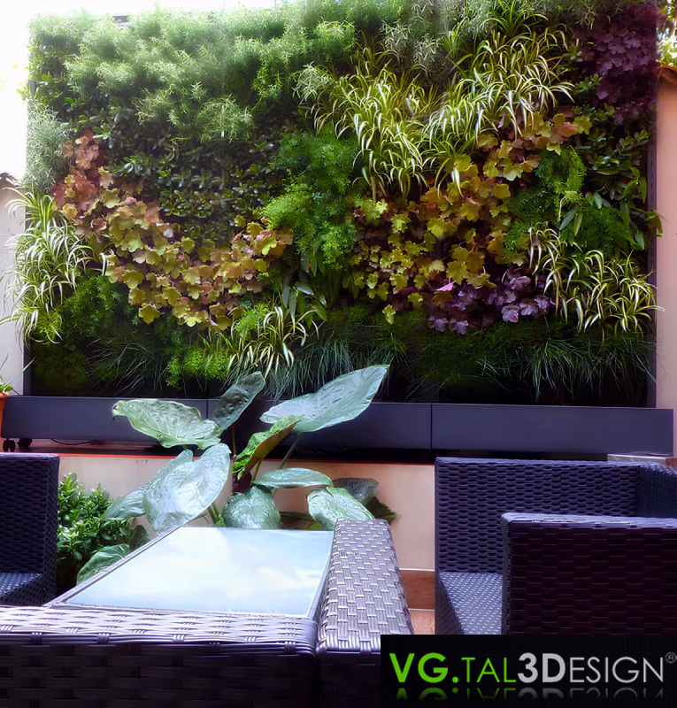 Vista principal de Parede vegetal pátio premium em Monaco, parede vegetal viva à medida