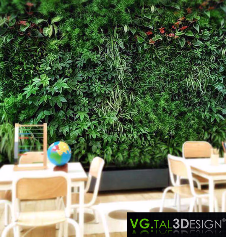 Vista principal de Muro Vegetal Pedagógico en Paris, muro vegetal vivo a medida