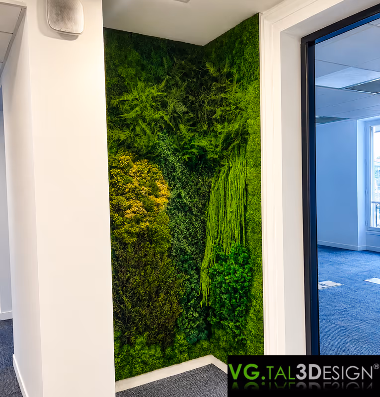 Vista principal de Muro Vegetal Preservado en Bruselas, muro vegetal estabilizado sin mantenimiento