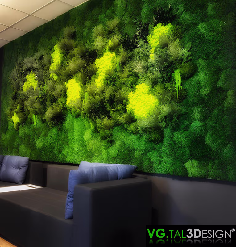 Main view of Corporate Green Wall in Bordeaux, maintenance-free preserved green wall