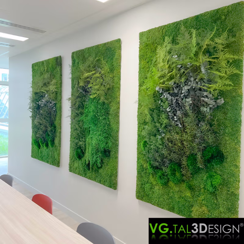 Main view of Collaborative Triptych in Oslo, maintenance-free preserved green wall
